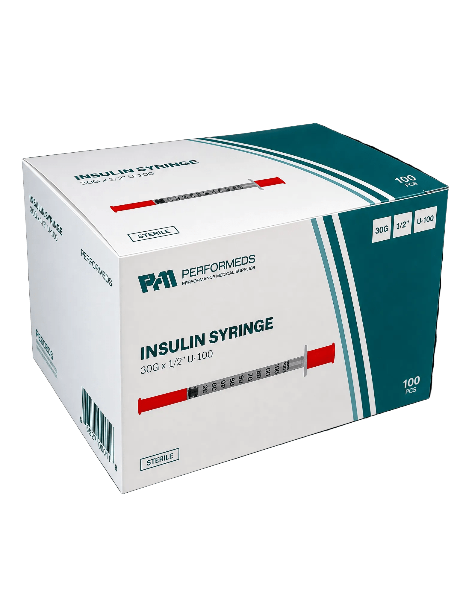 Insulin Syringes - 30G 1/2" 1mL 100ct - Performeds